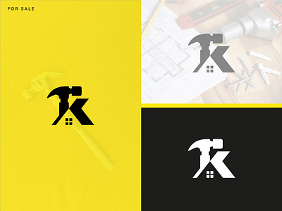 K + Renovation Logo best logo best renovation logo branding contraction logo creative logo hammer logo home logo house logo icon k logo logo logodesign print remodeling logo renovation renovation logo top logo typography