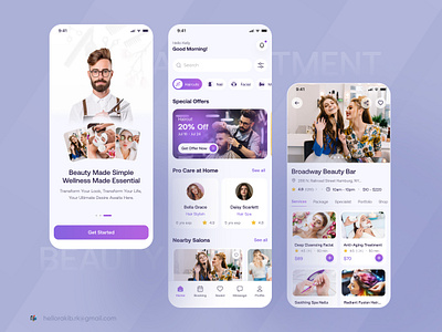 BlissBo Beauty & Wellness App appointment app beauty app booking app home service app makeup booking mobile app mobile ui on demand servic parlour app salon app salon appointment salon booking spa booking ui uiux ux wellness app