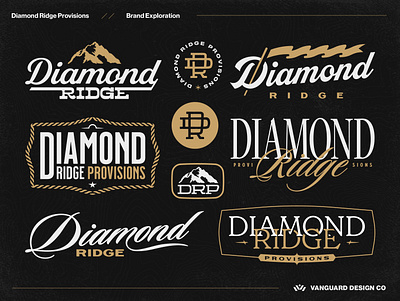 Diamond Ridge Provisions • Modern Western Branding barbershop branding beard grooming logo black and gold brand logo kit camping hiking cowboy filson gritty style hair care nature brand outdoor brand outdoor logos script logo seager sleek bold styling products tattoo shop branding tattoo shop logo typography western branding