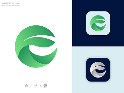 Letter e leaf logo - nature eco green logo design (for sale) app best logo brand identity branding creative logo e letter logo eco logo green logo icon leaf logo leaves logo logo logo design minimalist logo modern logo nature logo organic popular design top logo tree logo