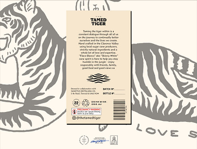 The Tamed Tiger Back Label Design bottle brand design brand identity branding branding design hand drawn identity design label label design liquor logo logo design packaging packaging design product label rum typeface typography vintage visual identity