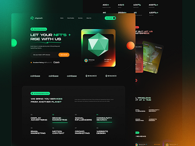 NFT Marketing Agency Theme agency crypto dark theme dark ui design agency landing page marketing marketing agency nft nft card nft design kit nft kit nft marketing nft marketing template nft marketplace nft marketplace kit nft template nft theme opensea performance agency