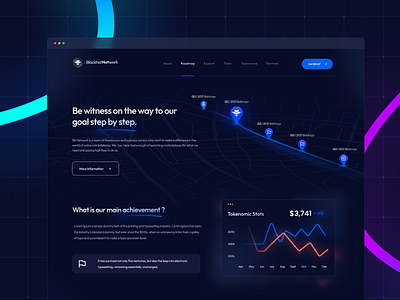 BH Network Roadmap UI Design crypto cryptocurrency dark theme dark ui design illustration landing page logo roadmap saas saas app landing page saas landing page uidesign