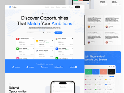 Job finder landing page app clean fireart job landing list modern search ui ux web