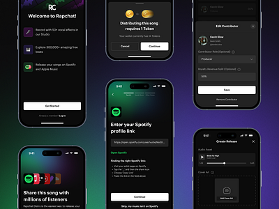 Rapchat Distro analytics app apple music dark theme dashboard fireart fireart studio interface mobile app music music app music distribution product design rapchat spotify streaming ui user experience user interface ux