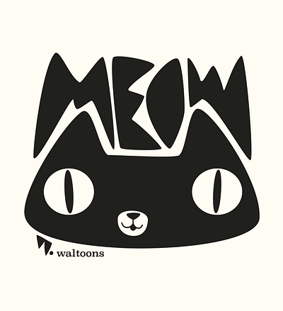 Meow Kitten apparel graphics black and white bold cartoon cartoon art cartoon modern cat chunky cute cute animals kitten lettering meow merchandise design spot illustration surface design t shirt graphic