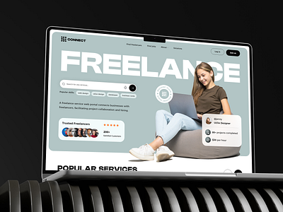 Freelance Job Finder Portal Design - CONNECT agency branding employee employer freelance freelance website freelancer hire freelancer homepage job job finder job platform job seeker landing page design online job portfolio remote saas web design website