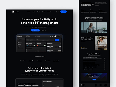 HR Landing Page app clean dark design fireart hr landing mode modern ui ux