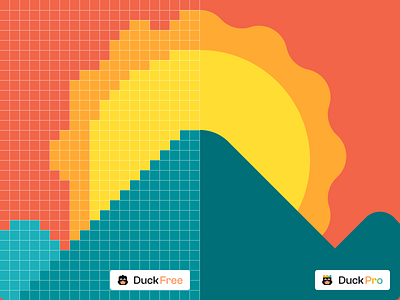 Pixelated graphic color comparison design illustration nature pixel pixelart pixels raster sunrise sunset ui ux vector yellow