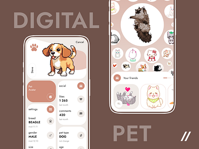 Virtual Pet Mobile iOS App Design Concept android android design app app design concept app interface dashboard design interface ios ios design mobile mobile app mobile design template mobile ui pixel product design social network ui ux virtual