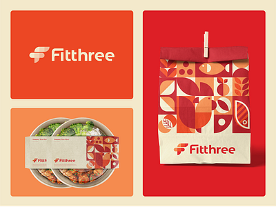 Fitthree - Personalised Nutrition Branding branding fittness food food branding logo logodesigner nutrition organic pattern red symbol wellness