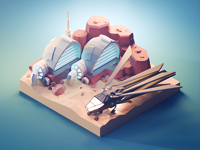 Dune 3d blender diorama dune fanart illustration isometric lowpoly movie render