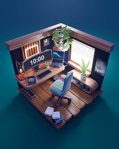 Home Studio Tutorial 3d blender diorama illustration isometric office process render room studio tutorial